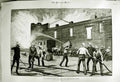 Original Old Antique Print 1882 War Egypt Fire Cairo Railway Station Fire-Men