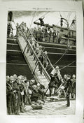 Original Old Antique Print 1882 Injured Siers Egypt Transport Ship Italy War