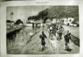 Original Old Antique Print 1882 War Egypt Fire Cairo Railway Station Natives