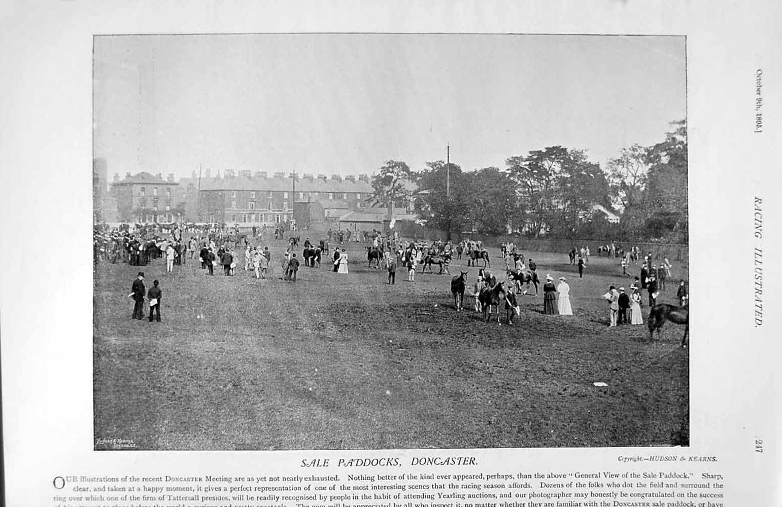 Antique Old Print 1895 Horse Racing Sale Paddock Doncaster Chaloner Sport 19th