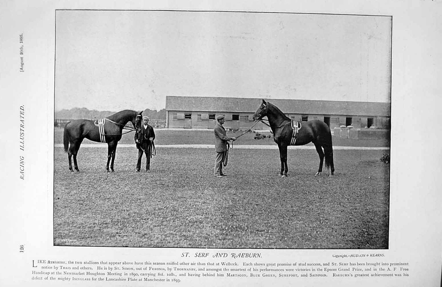 Old Antique Print 1895 Horse Racing St. Serf Raeburn Herbert Toon Jockey 19th