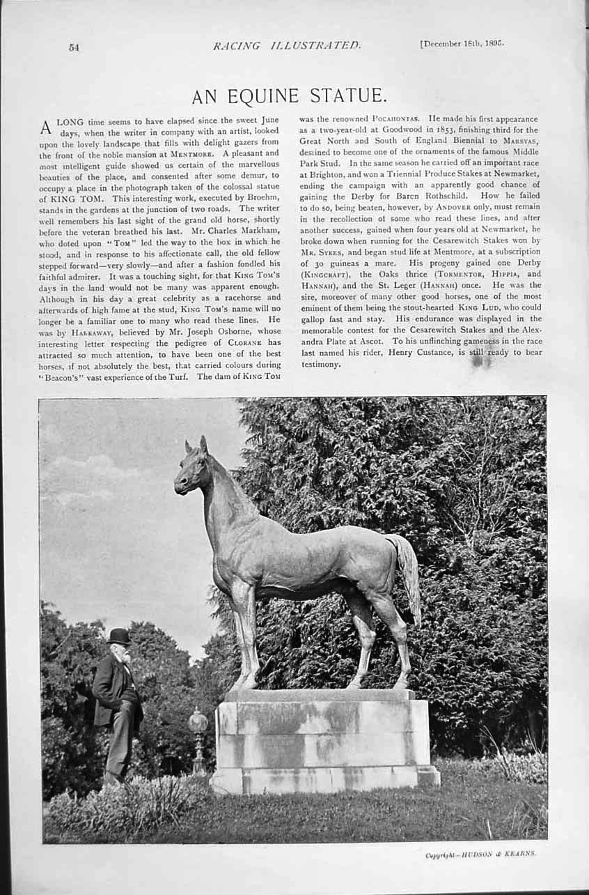 Old Antique Print 1895 Horse Racing Sport Peck Humphreys Chandler Statue 19th