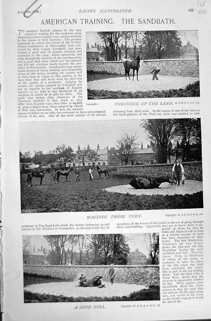Old Antique Print 1896 Horse Racing Sport American Training Docker Stand 19th