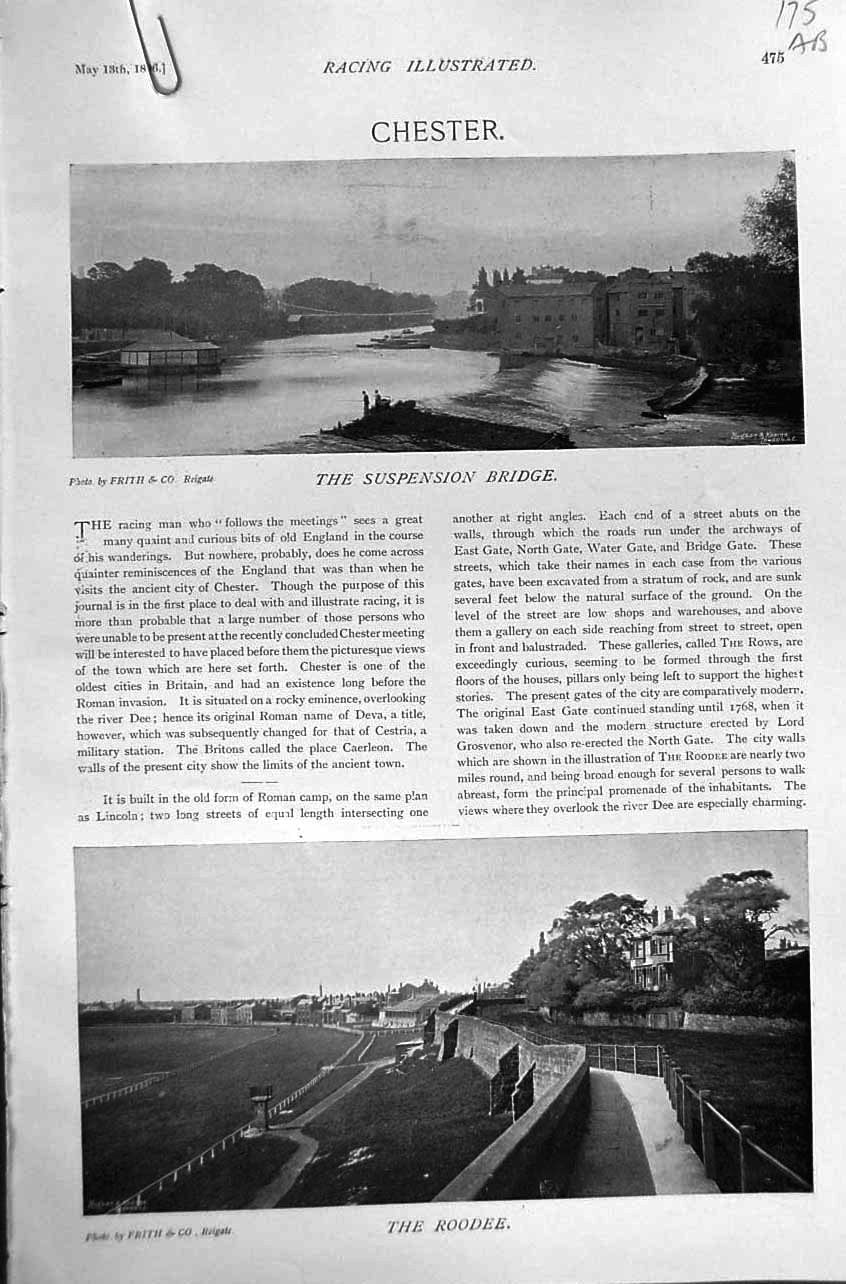 Old Antique Print 1896 Horse Racing Sport Chester Roodee Jaquemart Stand 19th