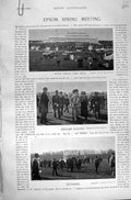 Original Old Antique Print 1896 Horse Racing Sport Epsom Quarrel Metropolitan