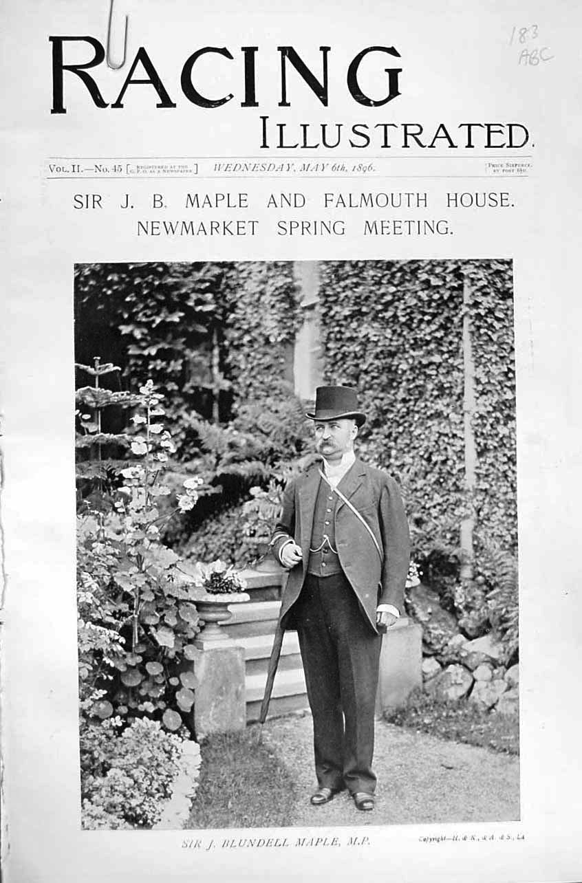 Old Antique Print 1896 Horse Racing Sport Maple Falmouth Bird Day Barn 19th