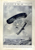 Old Antique Print 1916 British Pilot Zeppelin Aircraft German War British 20th