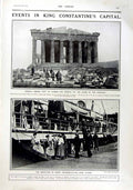 Old Antique Print 1916 General Roques Athens Acropolis Greek Steamer War 20th