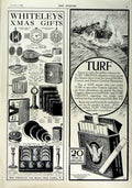 Original Old Antique Print 1916 Turf Virginia Cigarettes Whiteley Xmas Gifts