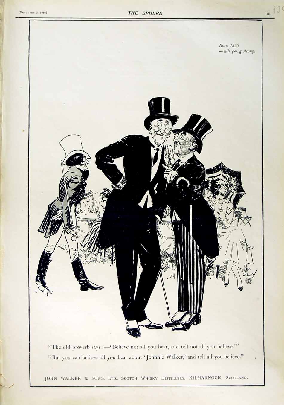 Old Antique Print 1916 Advertisment John Walker Scotch Whisky Kilmarnock 20th