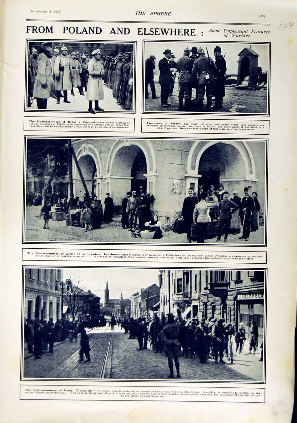 Original Old Antique Print 1916 Poland Russian Prisoners Siers Austrian War