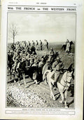 Original Old Antique Print 1916 German Prisoners Somme Battlefield War France