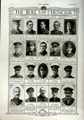 Original Old Antique Print 1916 Roll Honour Dead Siers War Dixon Rowley Brown