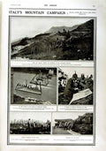 Original Old Antique Print 1916 Italy Mountains Siers Adige Bridge Carso War
