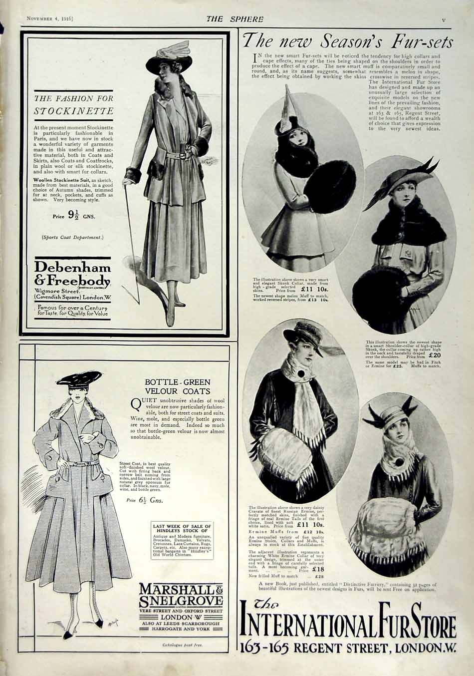Original Old Antique Print 1916 Lanchester Motor Car Hospital Debenham Fashion