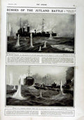 Original Old Antique Print 1916 Roll Honour Dead Siers War Onslow Ship Jutland