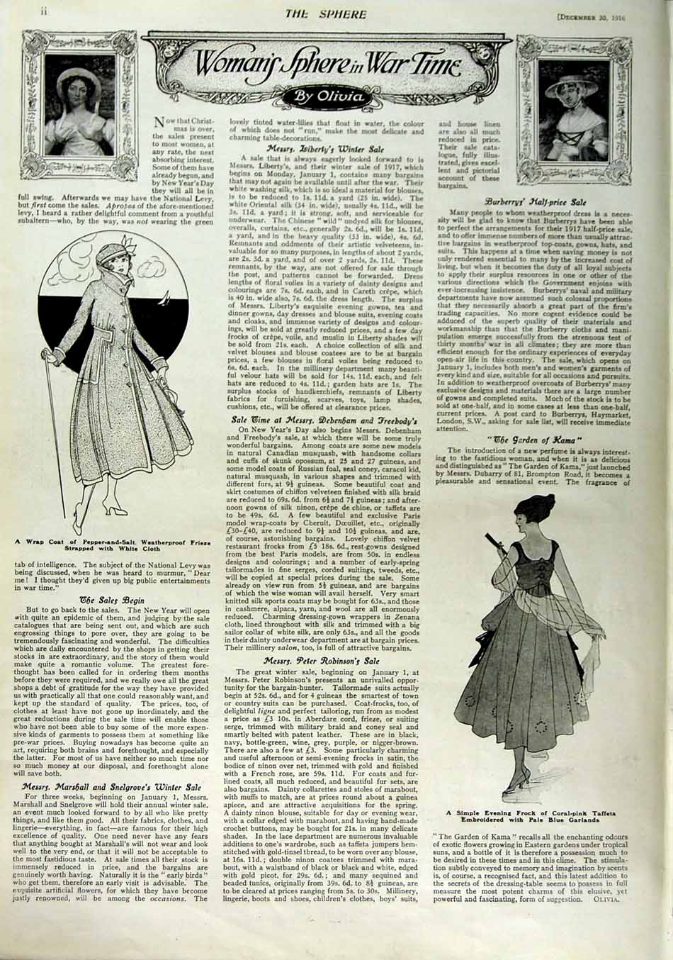Original Old Antique Print 1916 Bovril Womens Fashion Wrap Coat Frock Taffeta