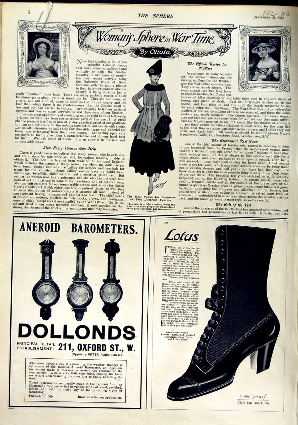 Original Old Antique Print 1916 Dunlop Tyres Debenhams Packer Silversmith Fur