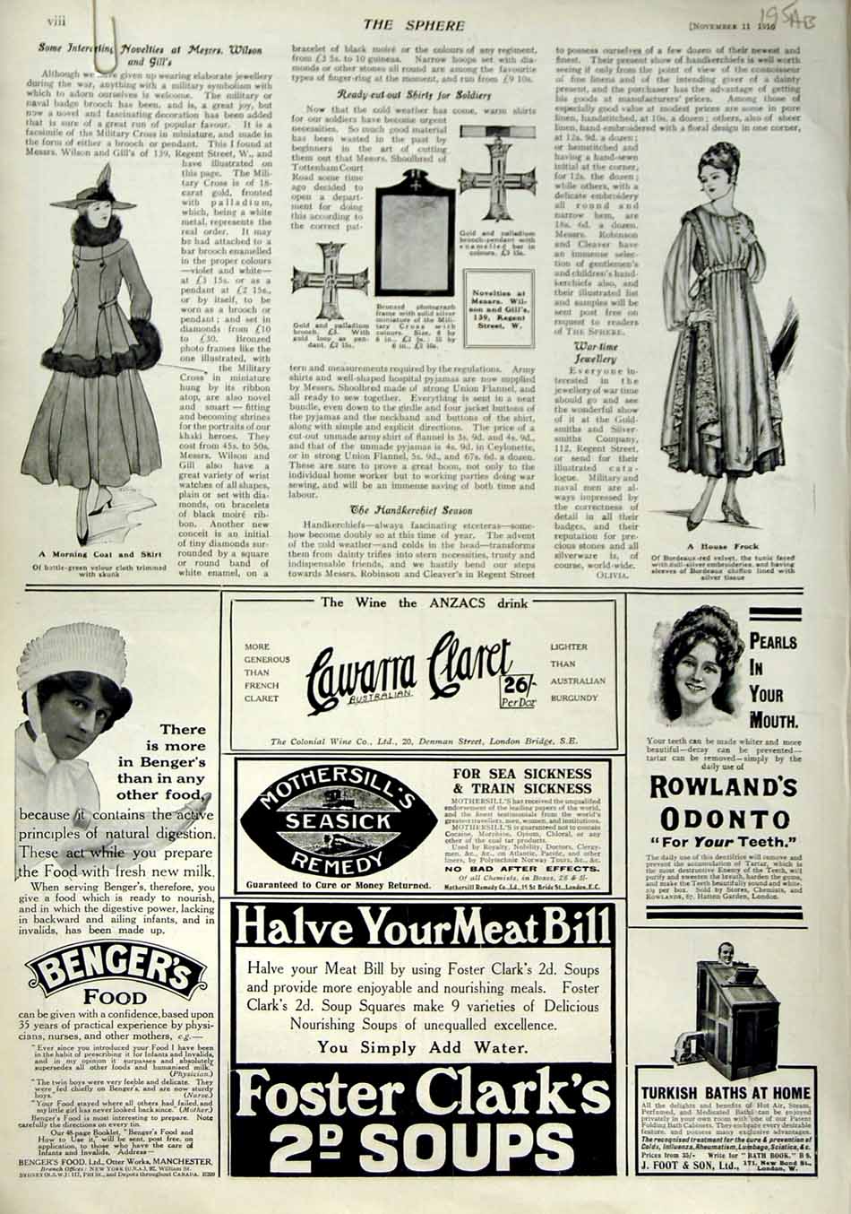 Old Antique Print 1916 Cigarettes Buick Debenhams Virginia Advertisments 20th