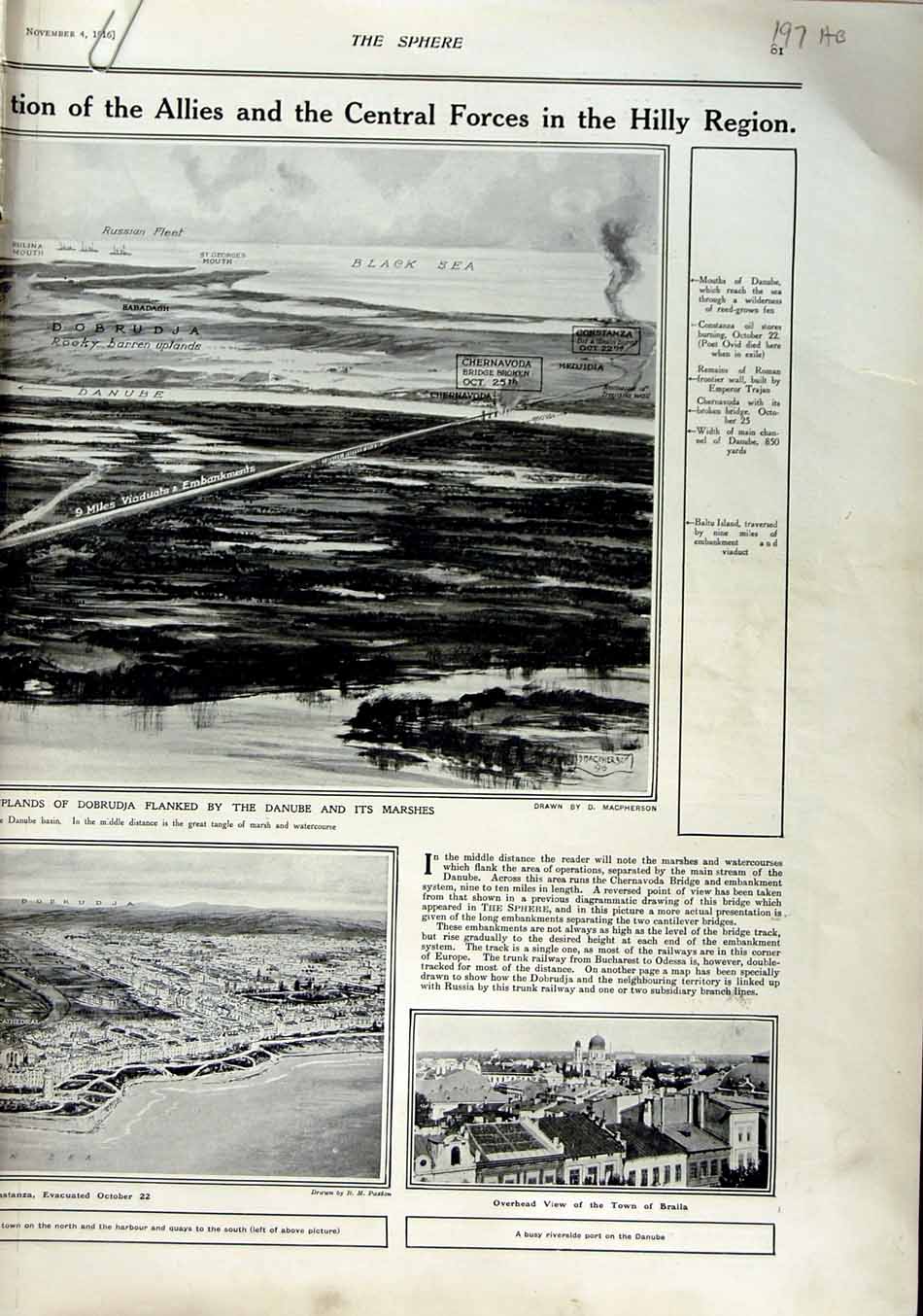 Antique Old Print 1916 Douaumont Battlefield Verdun Townshend Westminster 20th