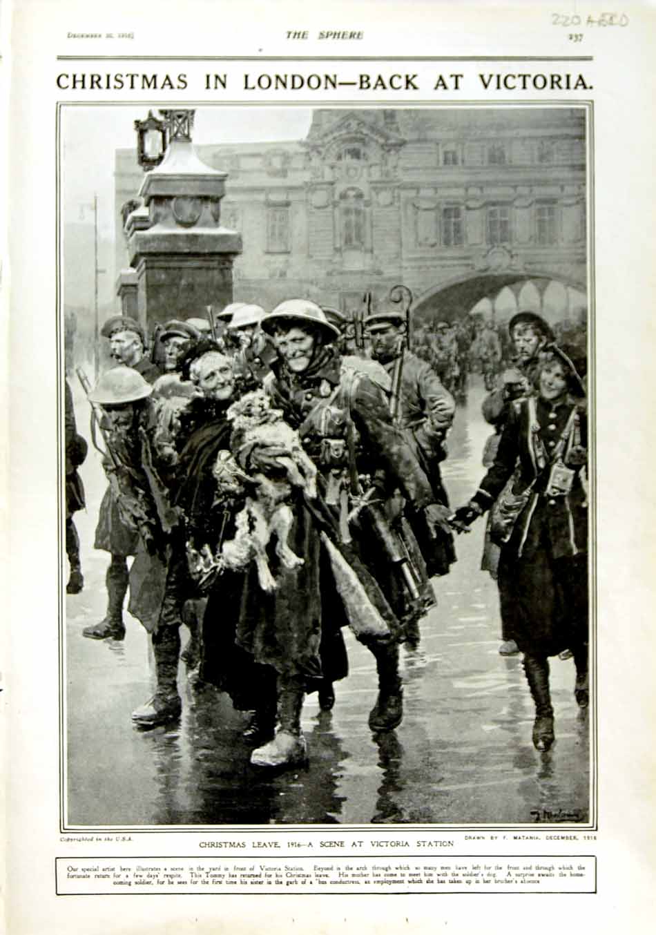 Original Old Antique Print 1916 Siers Victoria London War Serbian Bucharest