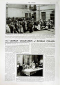 Old Antique Print 1916 People Polish Town Rations Germans Poland Warsaw 20th
