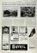 Old Antique Print 1916 Y.M.C.A Munition Workers Milk Lotus Bovril Oatine 20th