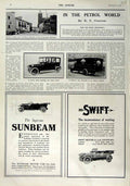 Original Old Antique Print 1916 Wolseley Motor Car Swift Sunbeam Austin Chassis