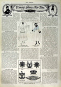 Original Old Antique Print 1916 Woman'S Fashion Dress Coat War Jewellery London