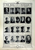 Original Old Antique Print 1916 Roll Honour Dead Siers War Wadham Hill Welsh