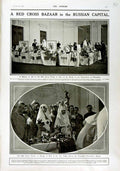 Old Antique Print 1916 Red Cross Bazaar Petrograd Polytechnic Nurses War 20th
