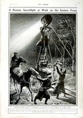 Original Old Antique Print 1916 Russian Siers Searchlight War Eastern Front