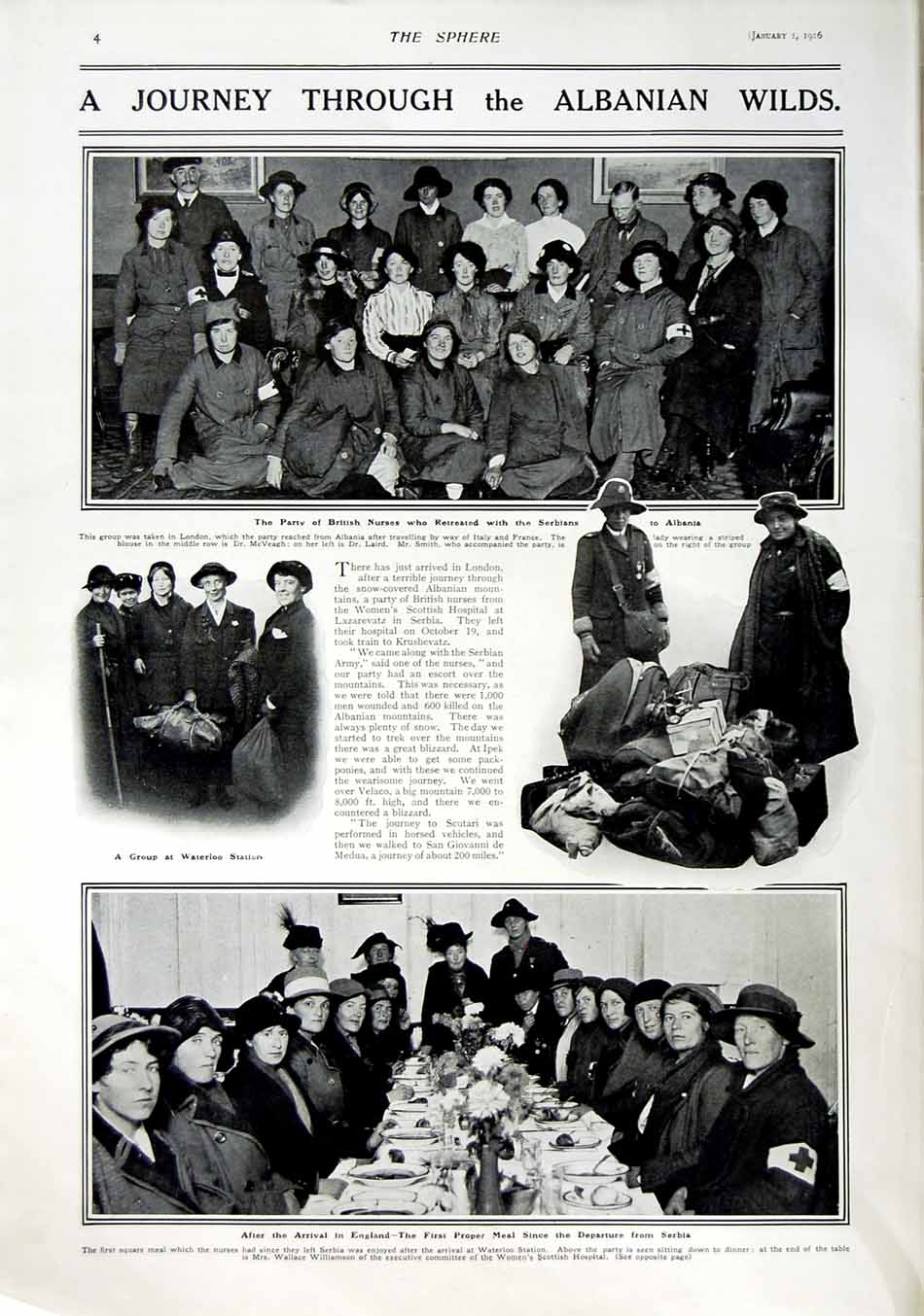 Old Antique Print 1916 Kiggell Queen War Whigham Waterloo British Nurses 20th