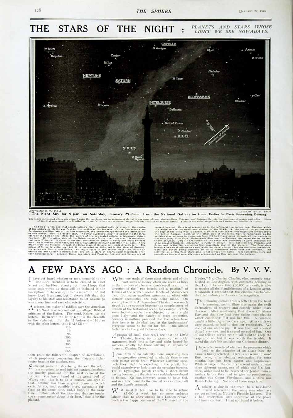 Original Old Antique Print 1916 Roll Honour Dead War Siers Stars Planets Sky