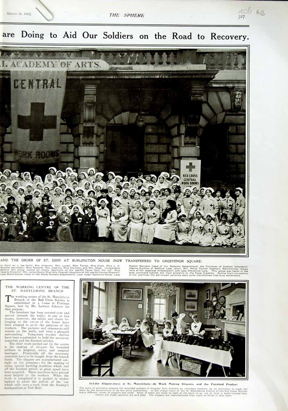 Antique Old Print 1916 Russian Graves War Peasants St. John Nurses London 20th