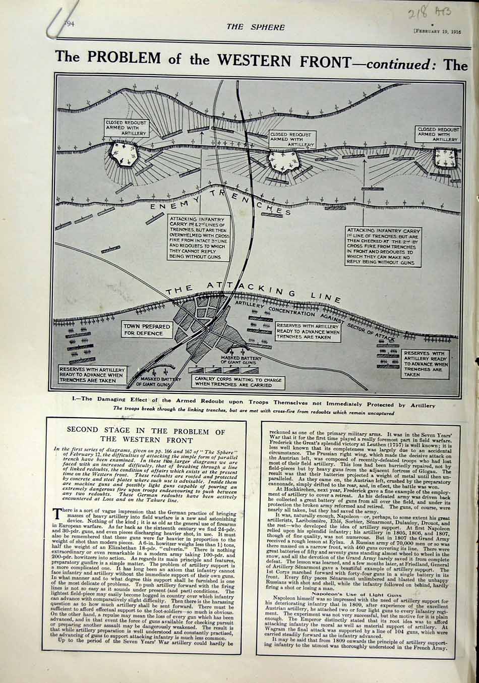 Old Antique Print 1916 British Field Gun Siers France Champagne Trench 20th