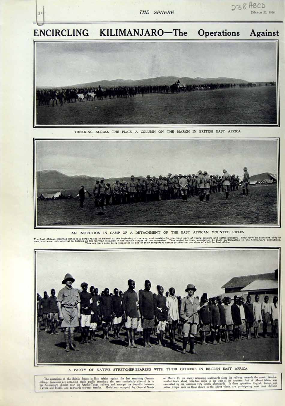 Original Old Antique Print 1916 Kilimanjaro Africa Siers Conrad Brits German