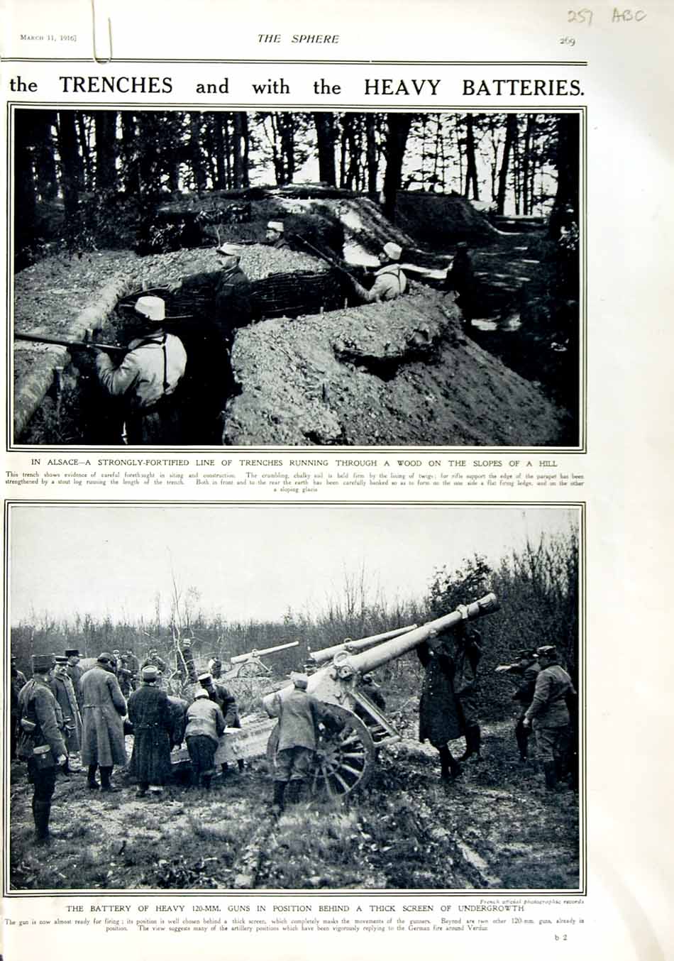 Original Old Antique Print 1916 Alsace War French Siers Trenches Suvia Bay