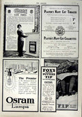 Old Antique Print 1916 Advertisment Carron Gas Fires Cigarettes Osram Fox 20th
