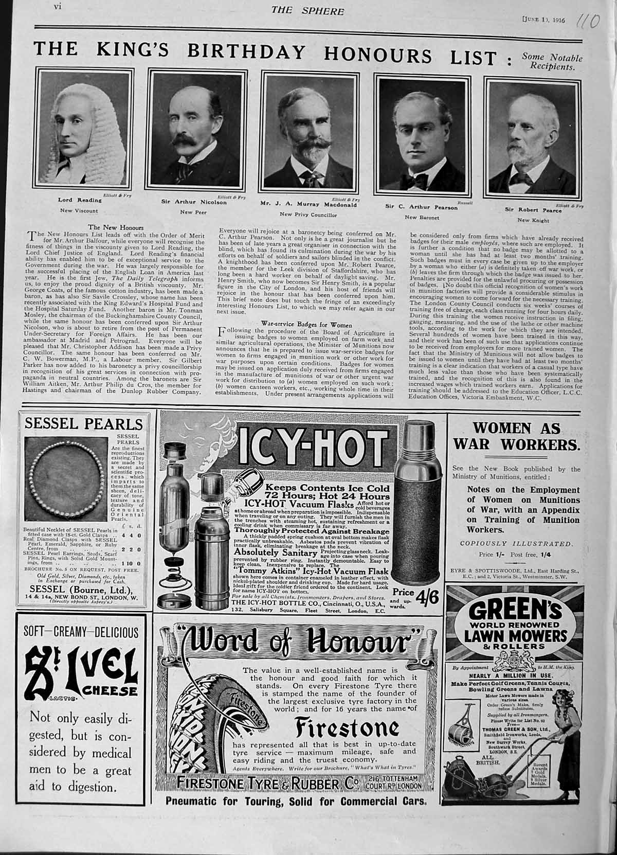 Old Antique Print 1916 Lord Reading Nicolson Macdonald Pearson Pearce Men 20th