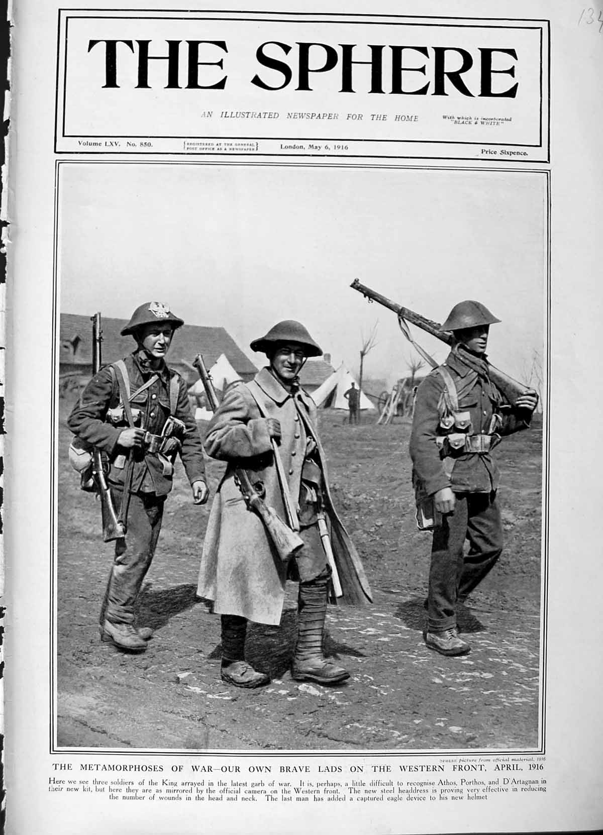 Original Old Antique Print 1916 War British Siers Athos Porthos D'Artagnan 20th