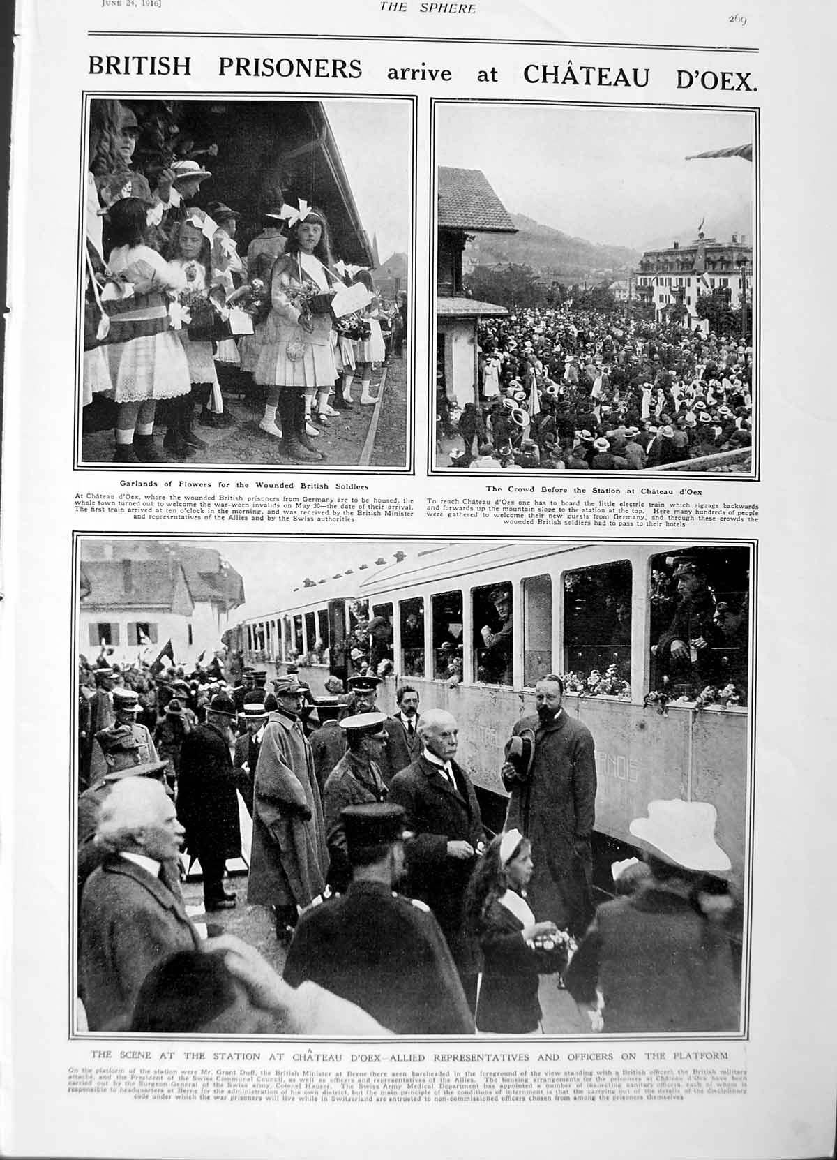 Original Old Antique Print 1916 Lord French War Siers Germany Hospital Chateau