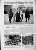 Original Old Antique Print 1916 Cartlon Terrace Siers Westminster Shakespeare