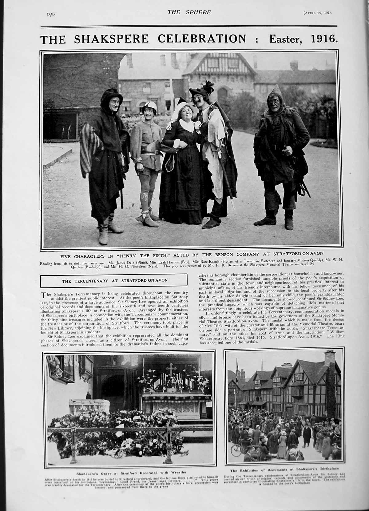 Original Old Antique Print 1916 Cartlon Terrace Siers Westminster Shakespeare