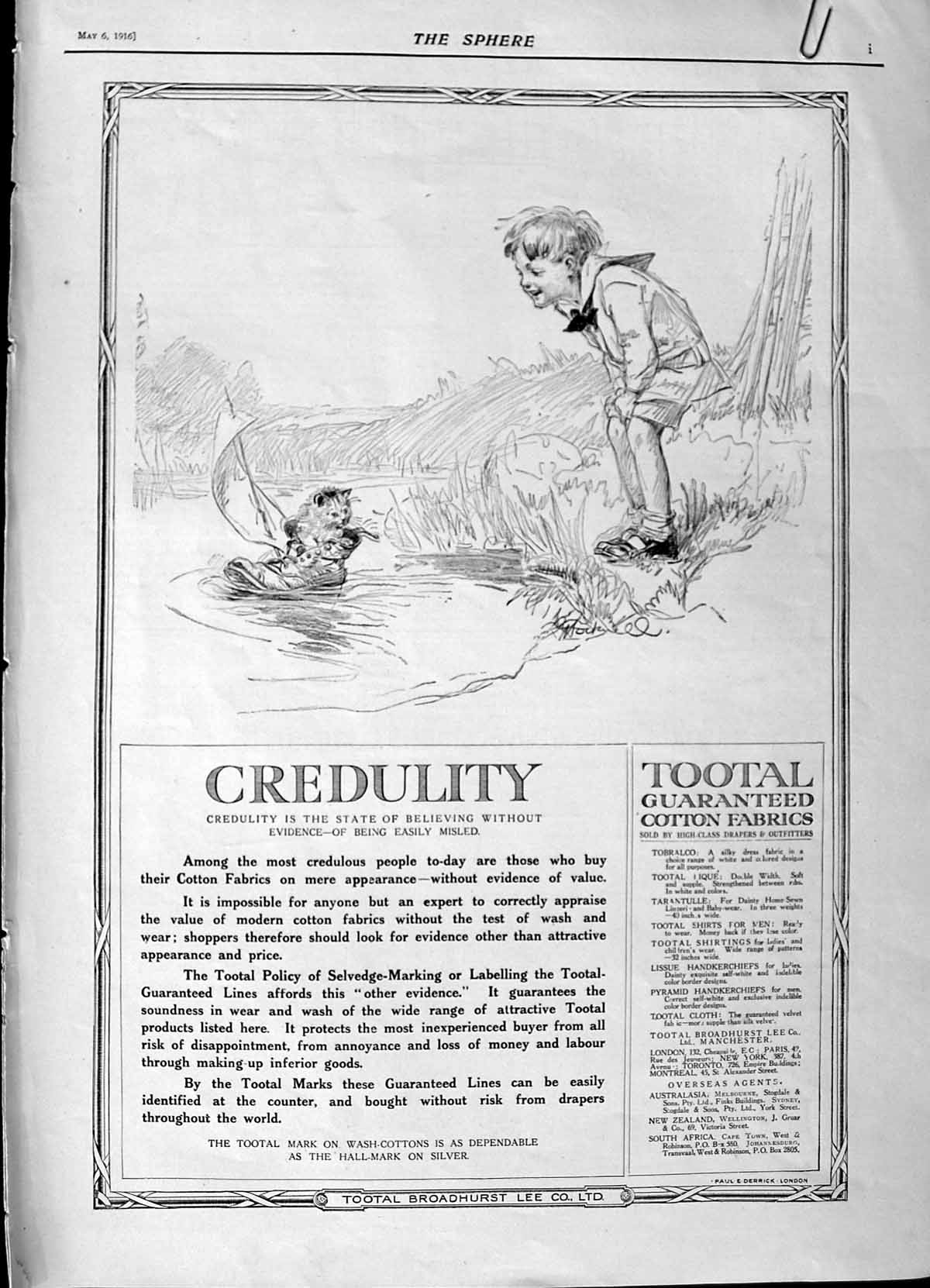 Original Old Antique Print 1916 Advertisement Mellin'S Food Credulity Fabrics