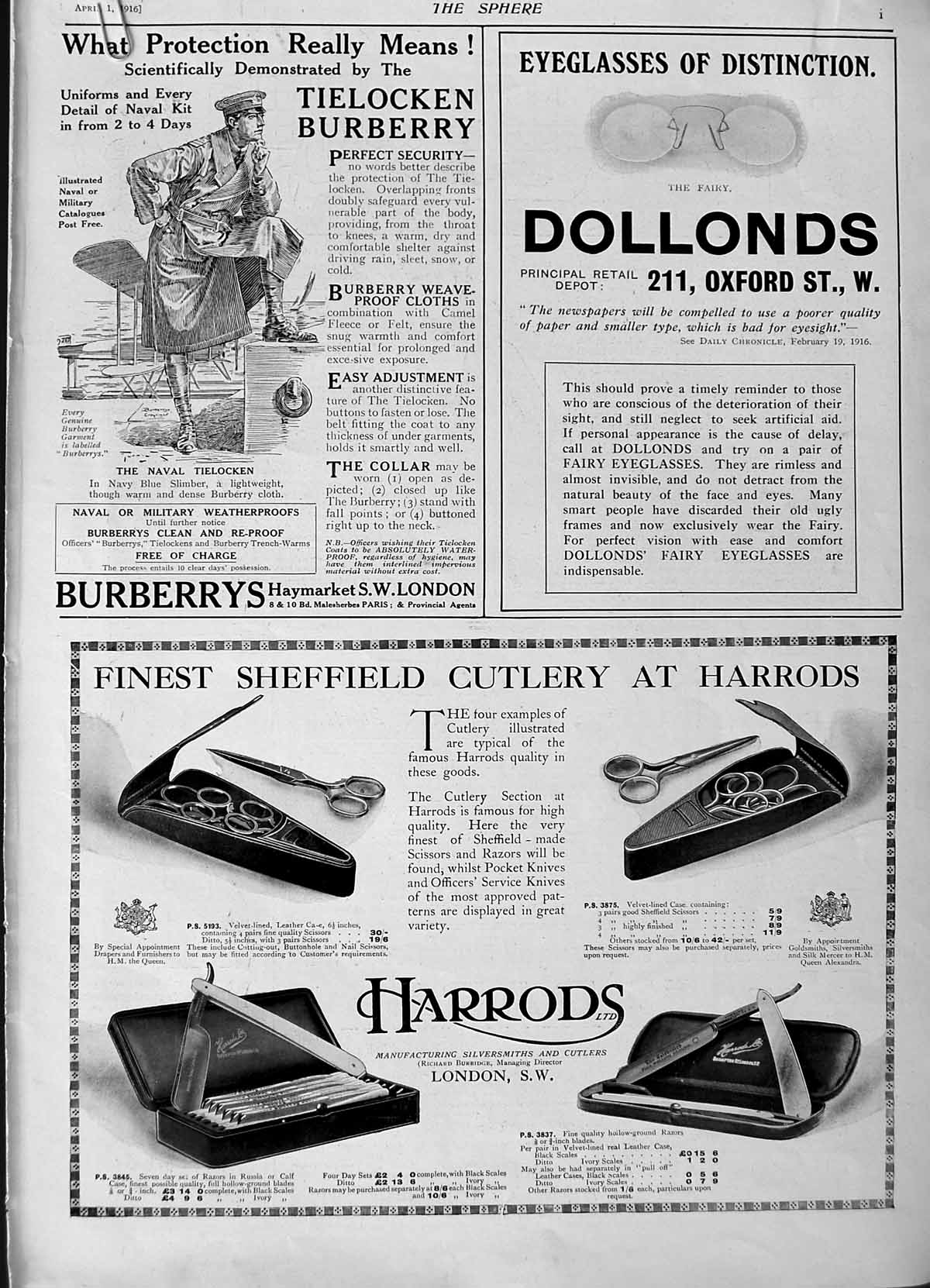 Original Old Antique Print 1916 Advertisment Harrods Robinson Fashion Debenham