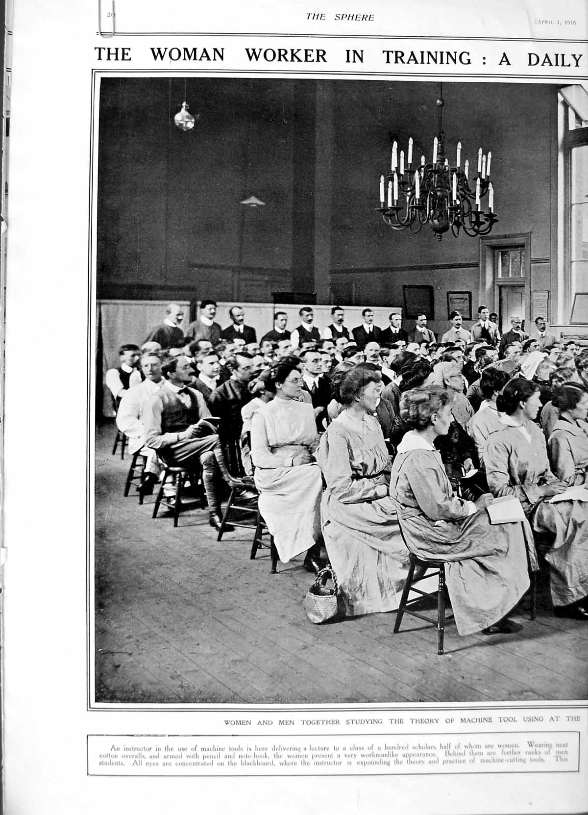 Original Old Antique Print 1916 Women Technical Institute School War Machines