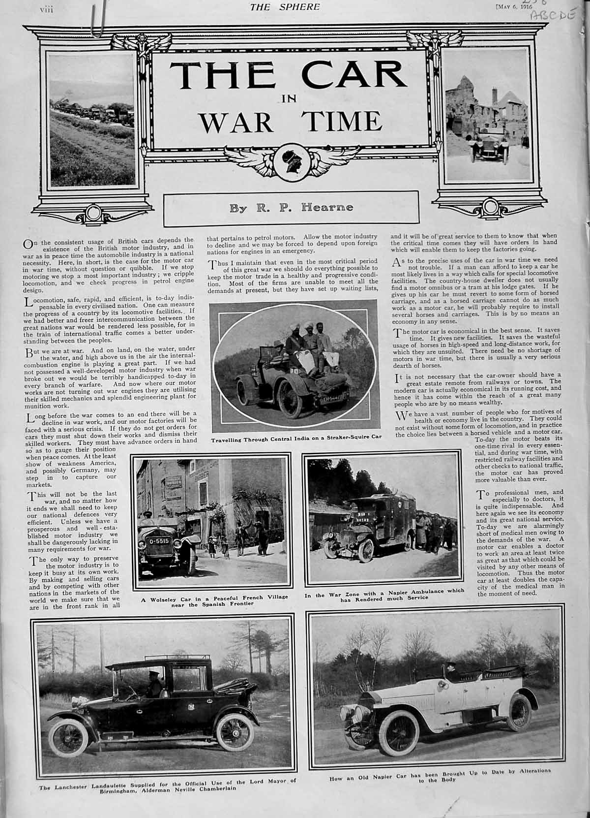 Antique Old Print 1916 Advertisment Motor Car Austin Crossley Gaiter Duco 20th