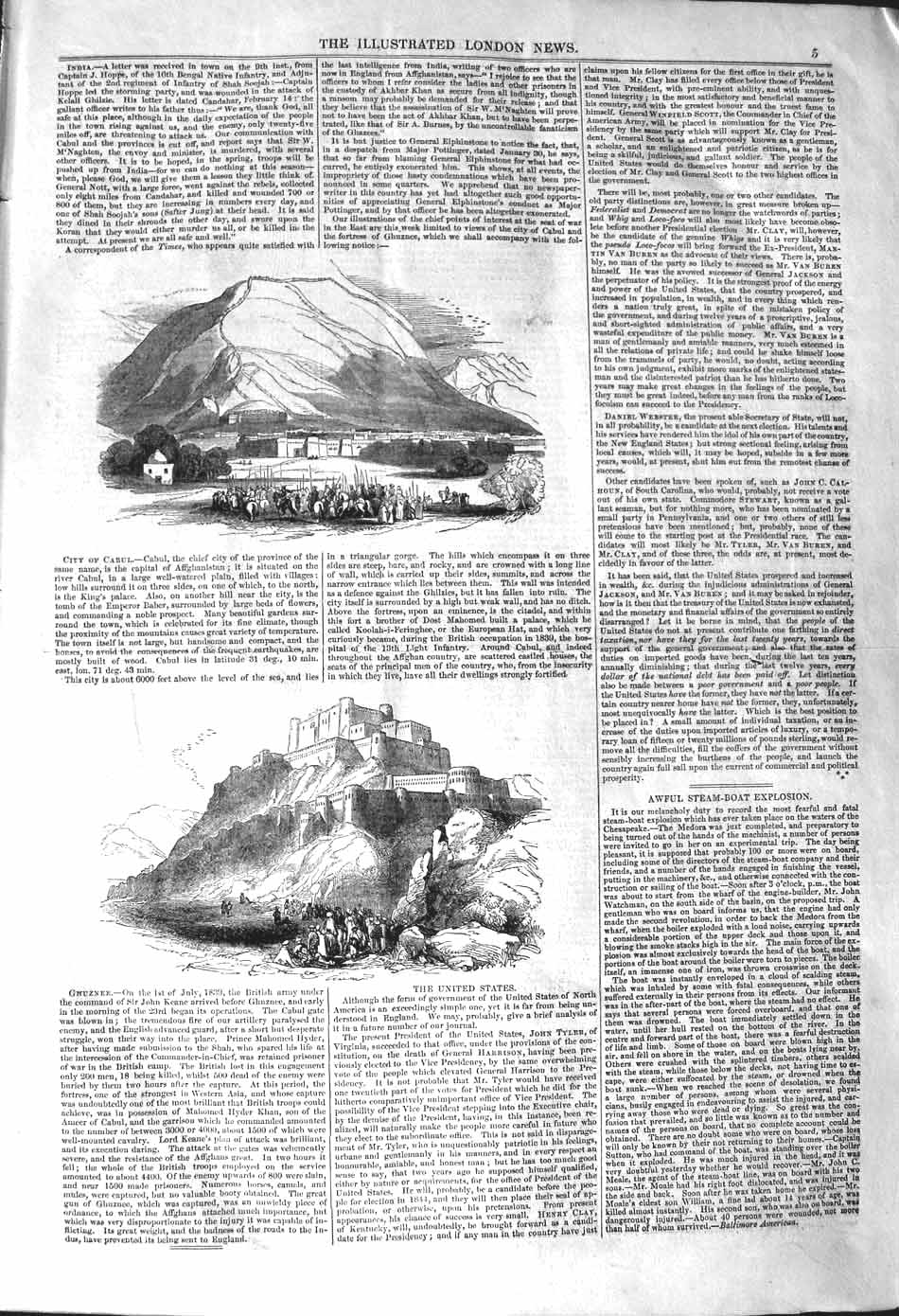 Original Old Antique Print 1842 View City Cabul Mountains Ghuznee War Siers