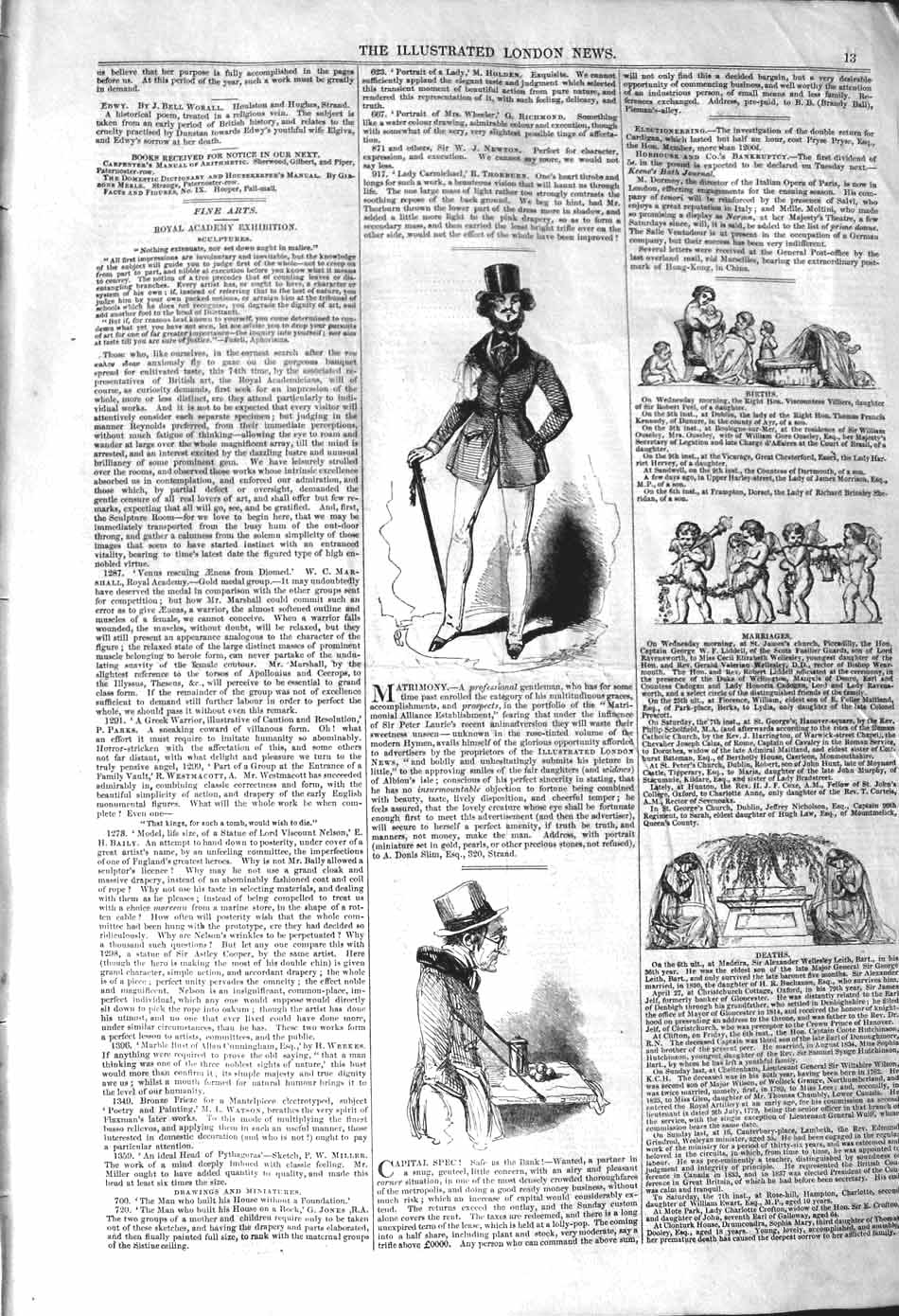 Original Old Antique Print 1842 Portrait Men Births Deaths Marriages Victorian
